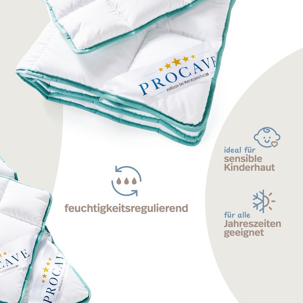 Kinderbetten-Set Aloe Vera mit Kissen 40x60cm und Steppbett 100x135cm