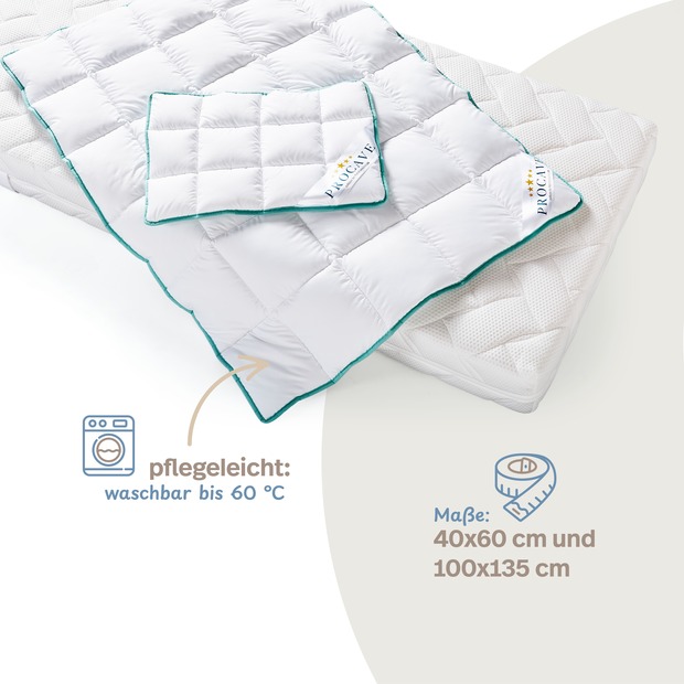 Kinderbetten-Set Aloe Vera mit Kissen 40x60cm und Steppbett 100x135cm