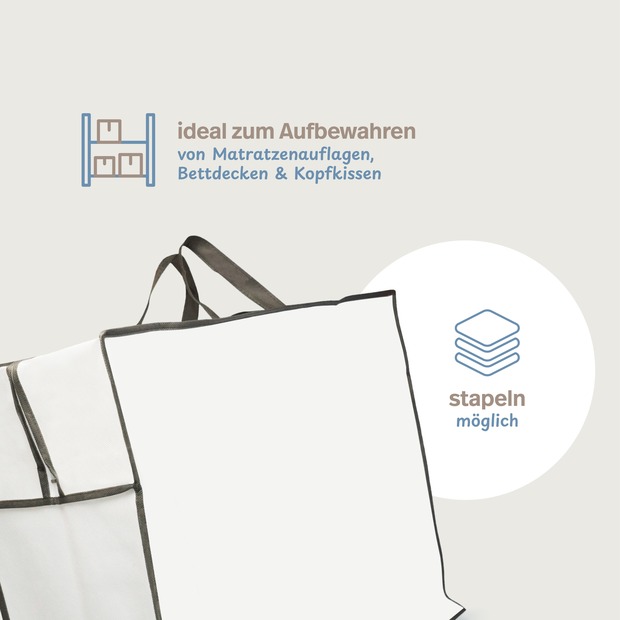 Aufbewahrungstasche mit Reißverschluss für Bettdecken & Kissen