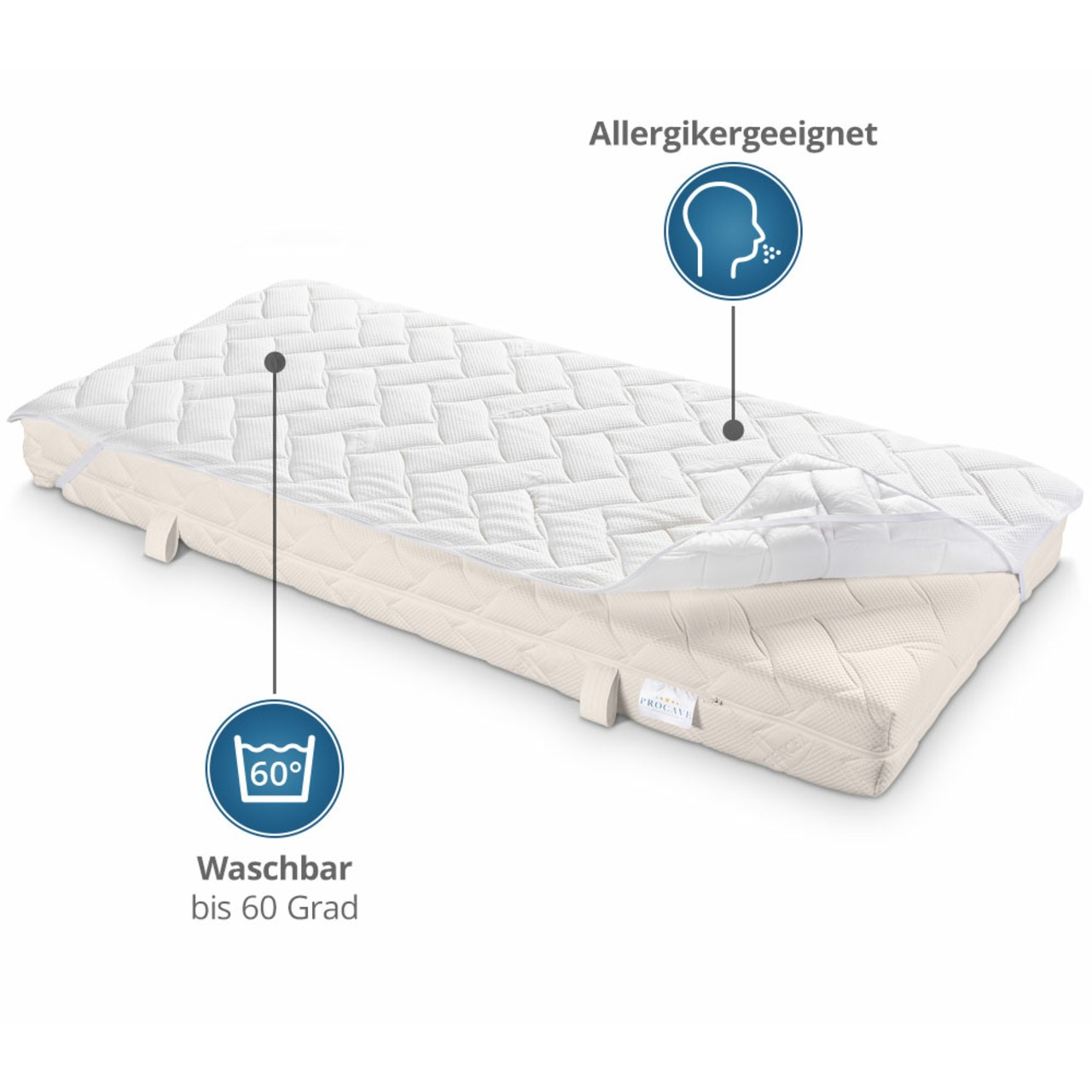Matratzenauflage verstepptes Lyocell-Doppeltuch mit 4 Eckgummis