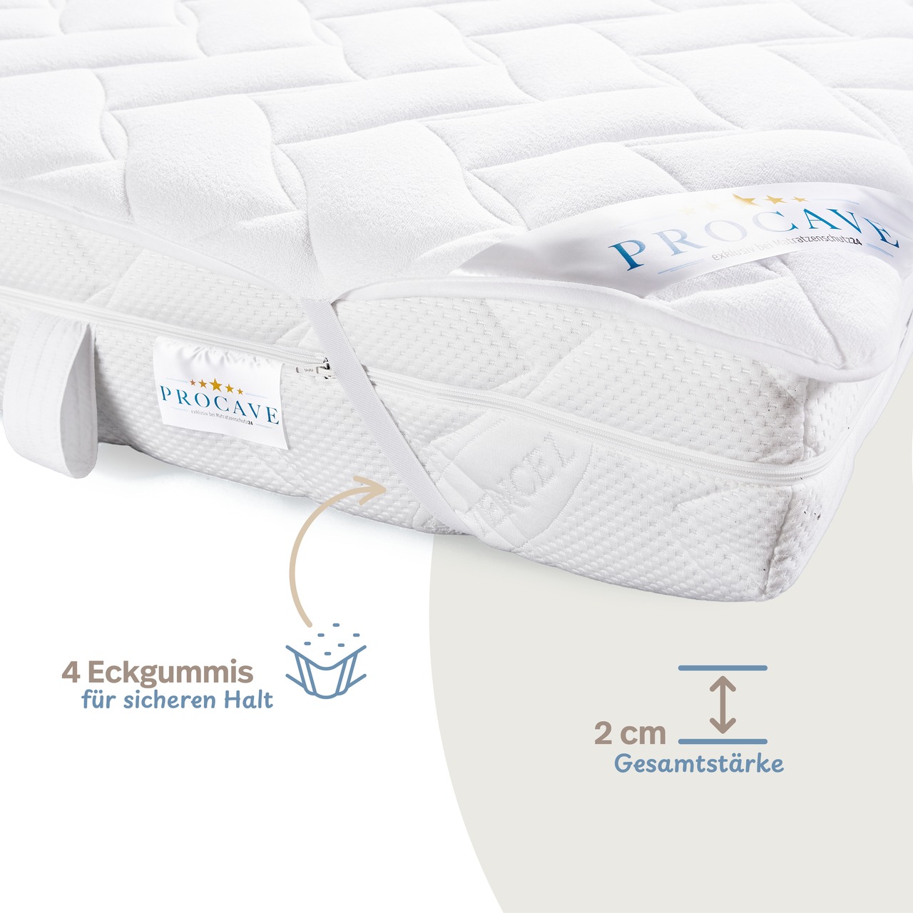 Matratzenauflage verstepptes Frottee-Doppeltuch mit 4 Eckgummis