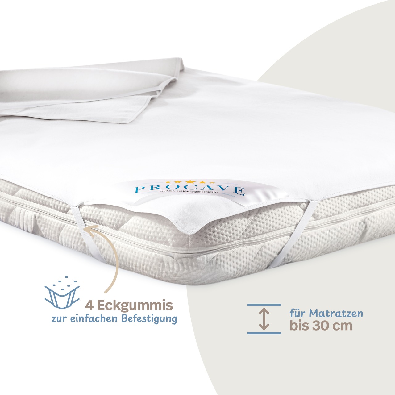 Molton-Matratzenauflage weiß aus 100% Baumwolle