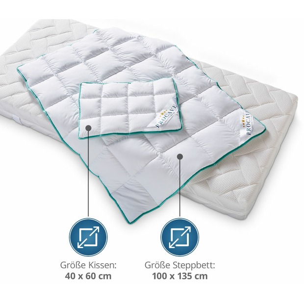 Kinderbetten-Set Aloe Vera mit Kissen 40x60cm und Steppbett 100x135cm