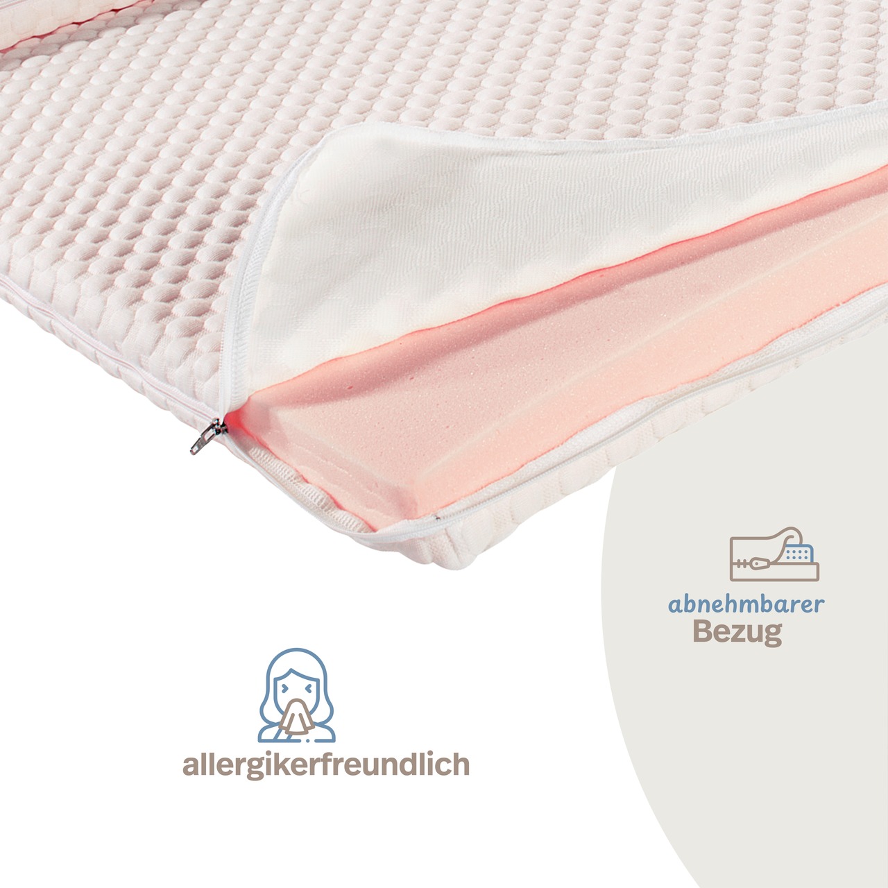 Gelschaum Matratzen-Topper mit Noppen-Doppeltuch-Matratzenbezug