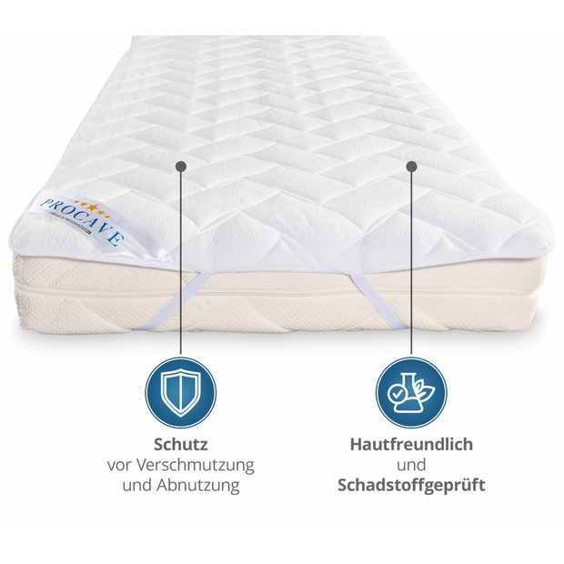 Matratzenauflage verstepptes AloeVera-Doppeltuch mit 4 Eckgummis