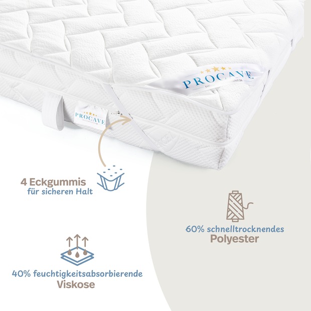 Matratzenauflage verstepptes AloeVera-Doppeltuch mit 4 Eckgummis