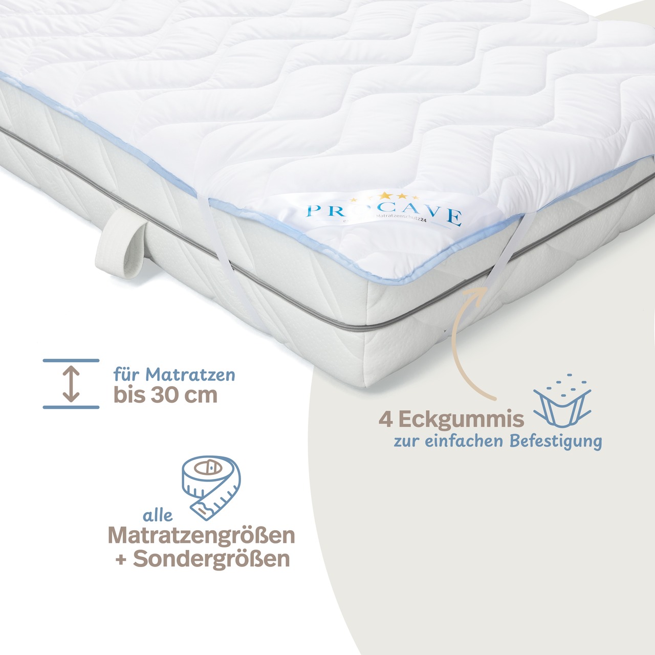leichtes Unterbett TopCool mit 4 Eckgummis