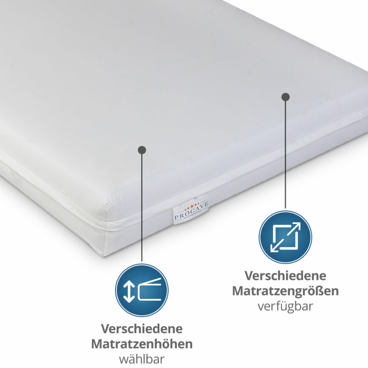 Pflegematratze mit Kaltschaumkern und wasserdichtem Bezug in Weiß