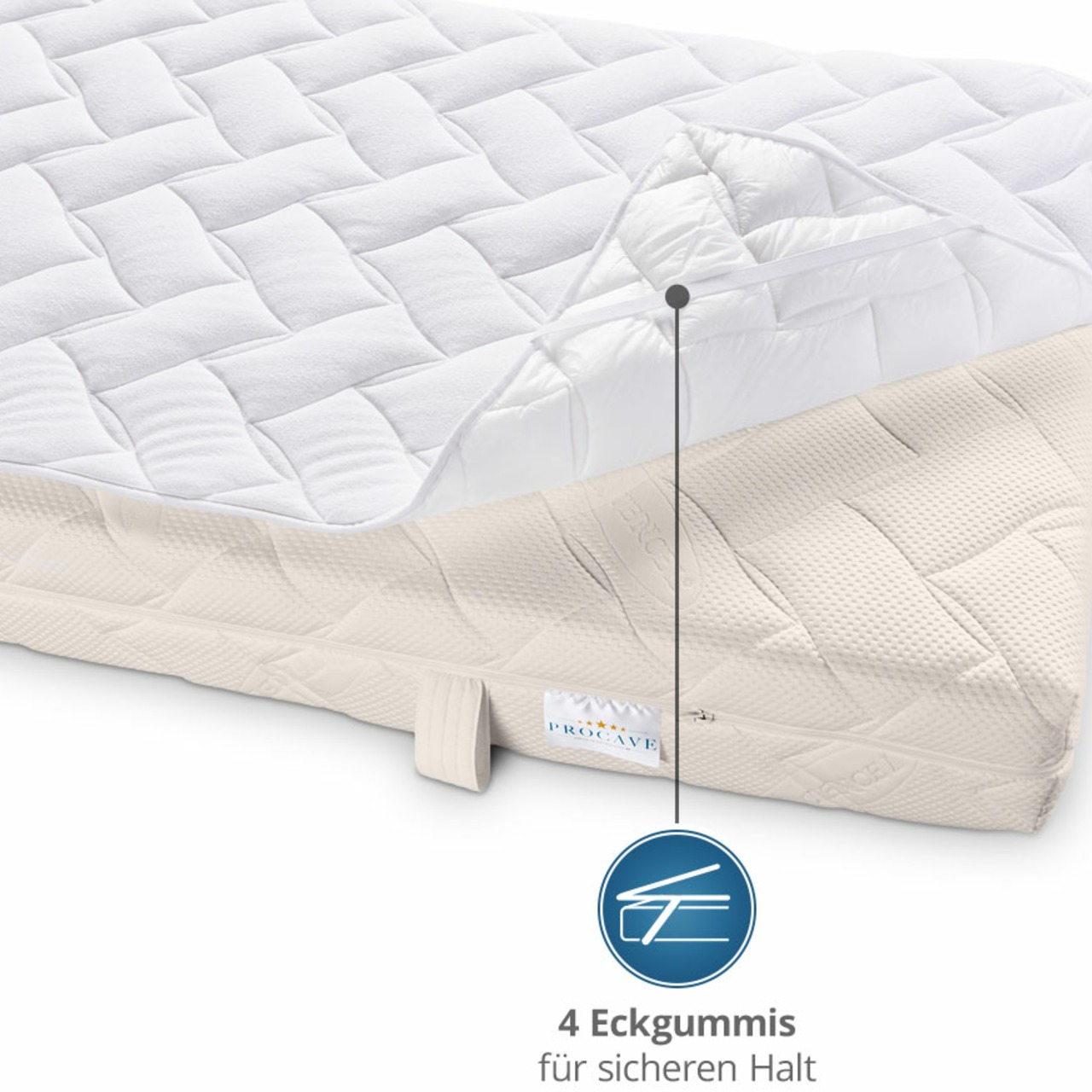 Matratzenauflage verstepptes Frottee-Doppeltuch mit 4 Eckgummis