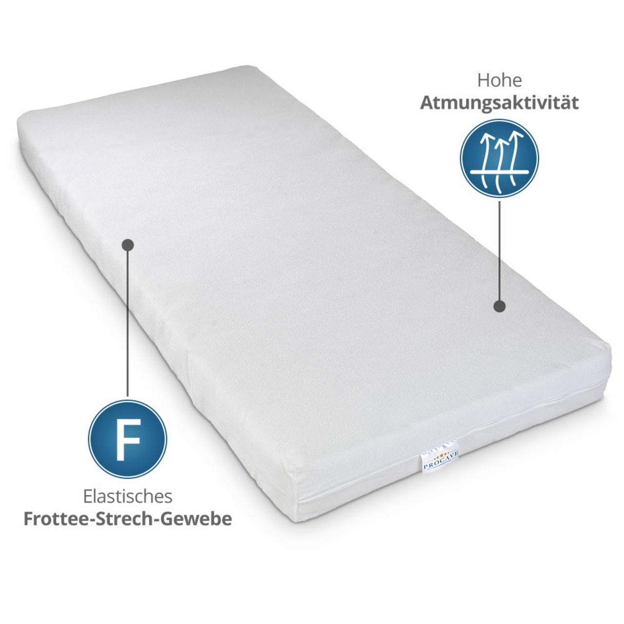 unversteppter Matratzenbezug Frottee-Stretch in weiß