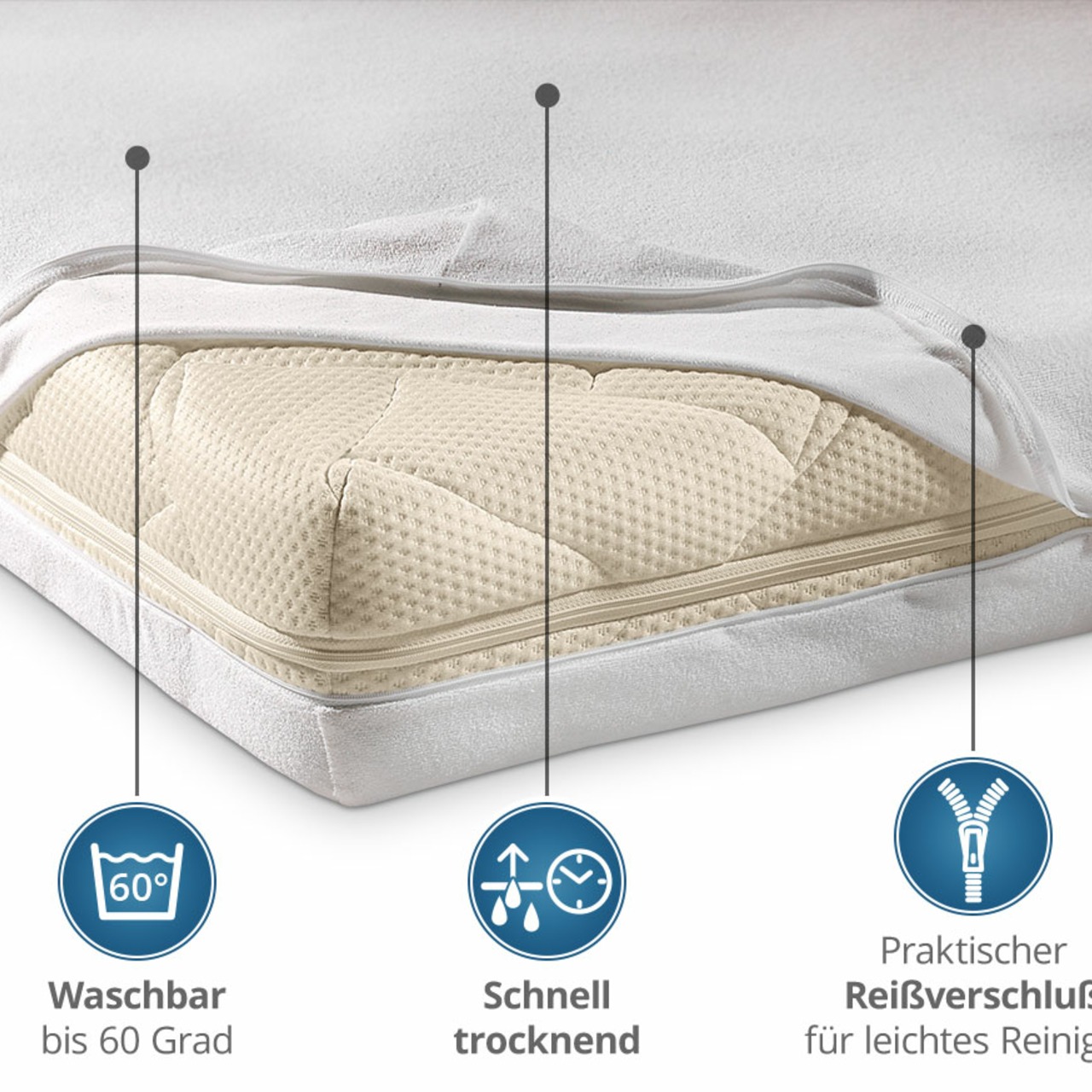 unversteppter Matratzenbezug Frottee-Stretch in weiß