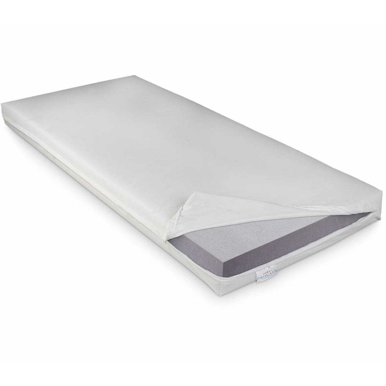 Pflegematratze mit Kaltschaumkern und wasserdichtem Bezug in Weiß