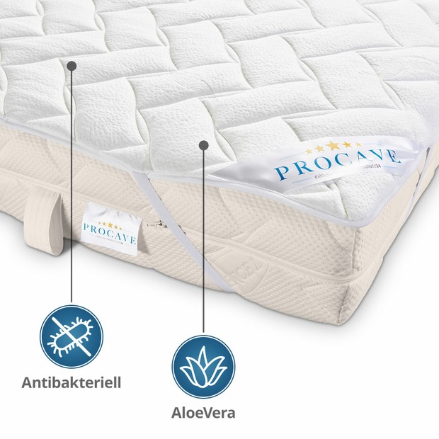 Matratzenauflage verstepptes AloeVera-Doppeltuch mit 4 Eckgummis