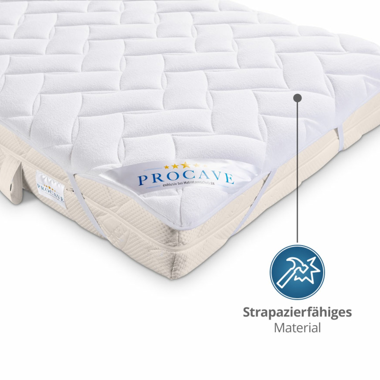 Matratzenauflage verstepptes Frottee-Doppeltuch mit 4 Eckgummis