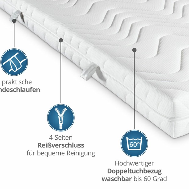 7 Zonen Kaltschaummatratze mit Reißverschluss