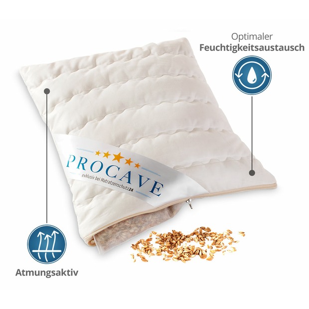 Dinkelkissen mit waschbarem Bezug aus Baumwolle