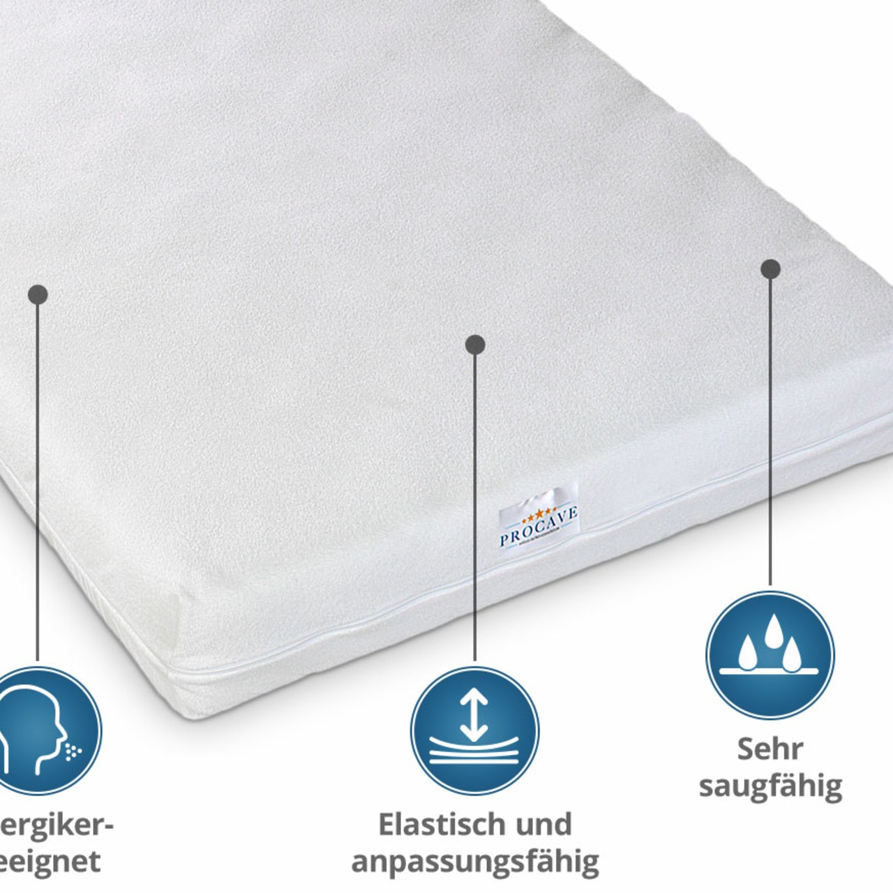 unversteppter Matratzenbezug Frottee-Stretch in weiß