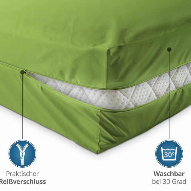 Unversteppter Matratzenbezug in Apfelgrün