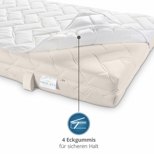 Matratzenauflage verstepptes Lyocell-Doppeltuch mit 4 Eckgummis