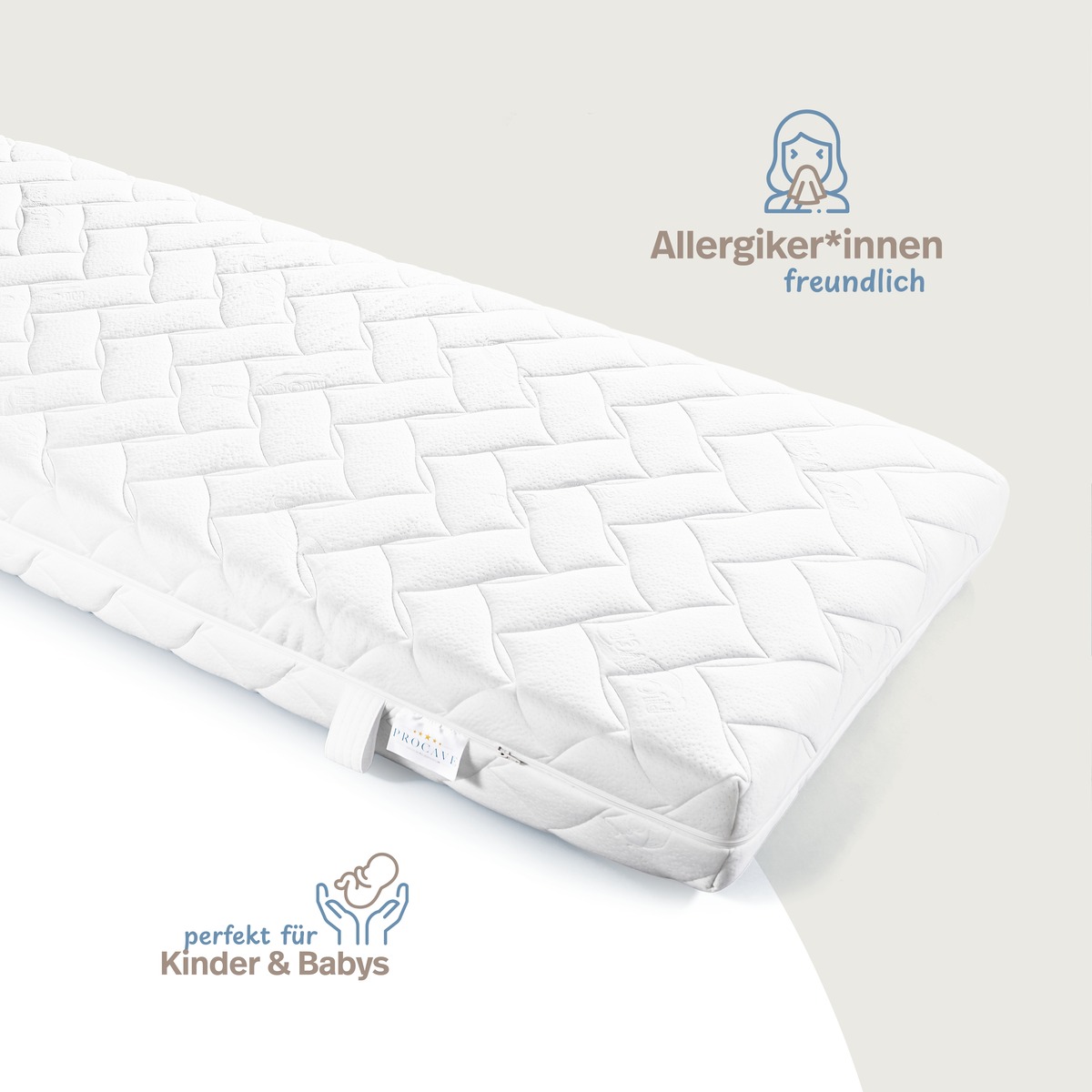 PROCAVE AloeVera Matratzenbezug versteppt &mdash; Infografik: Allergiker*innen freundlich, perfekt f&uuml;r Kinder & Babys