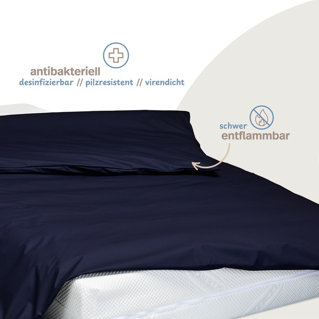 wasserdichter Inkontinenz Bettdeckenbezug abwischbar in dunkelblau