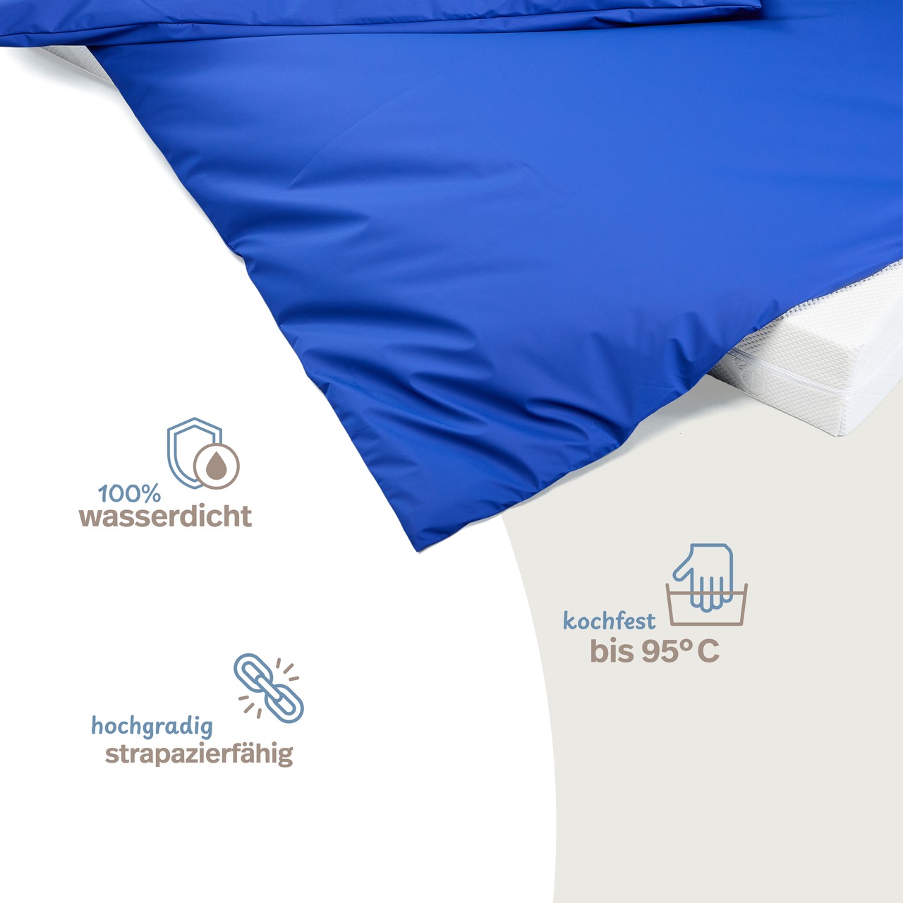 wasserdichter Inkontinenz Bettdeckenbezug abwischbar in blau