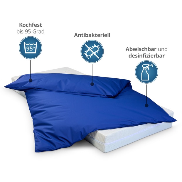 wasserdichter Inkontinenz Bettdeckenbezug abwischbar in blau