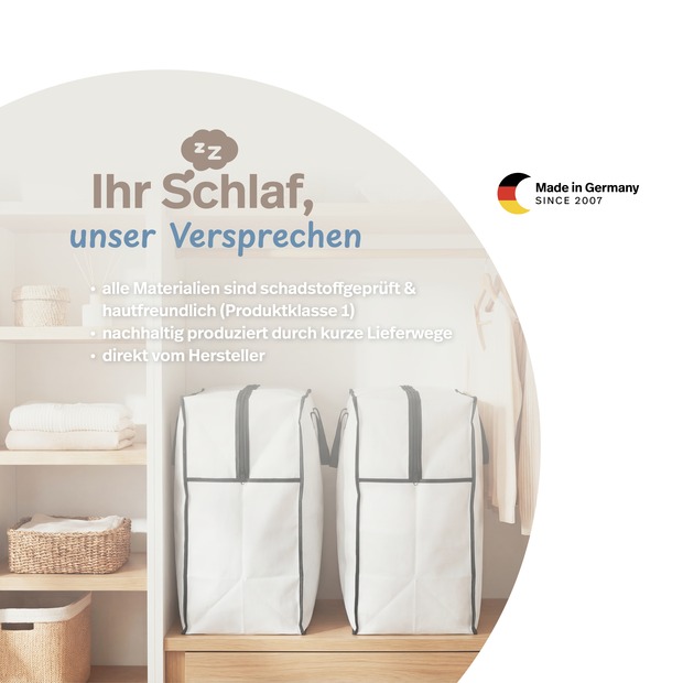 Aufbewahrungstasche mit Reißverschluss für Bettdecken & Kissen