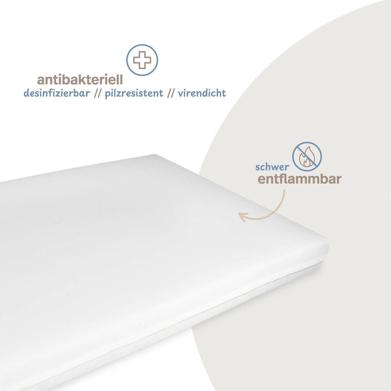 Pflegematratze mit Kaltschaumkern und wasserdichtem Bezug weiß