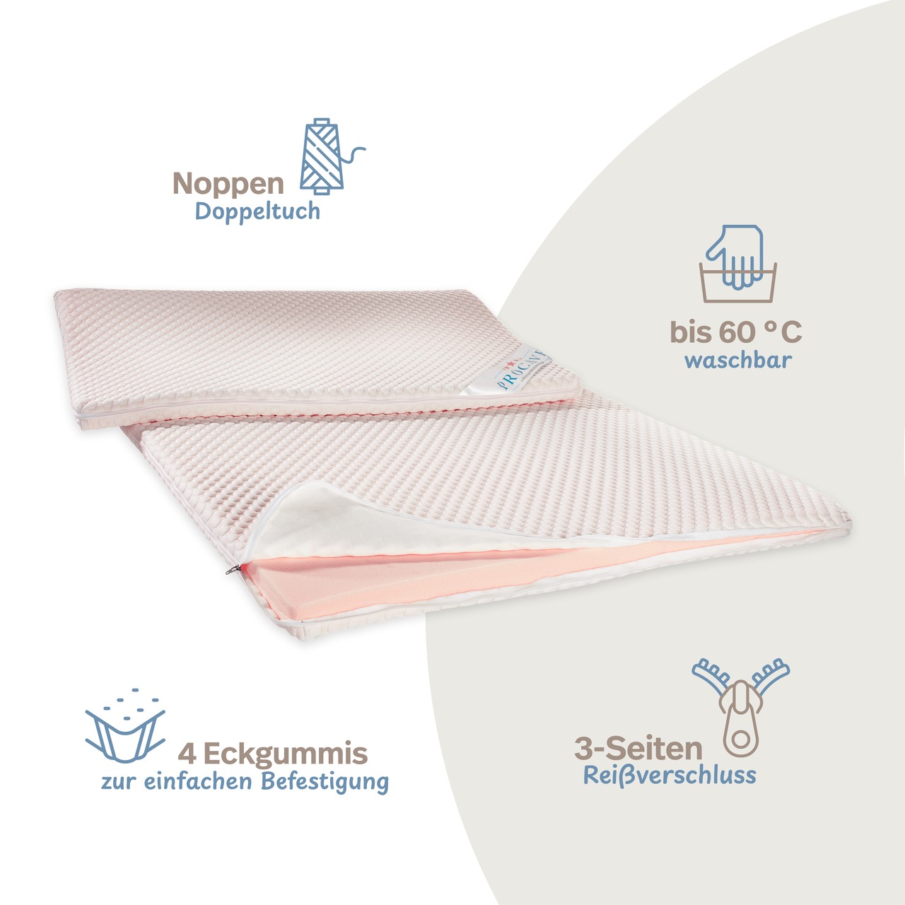 Gelschaum Matratzen-Topper mit Noppen-Doppeltuch-Matratzenbezug