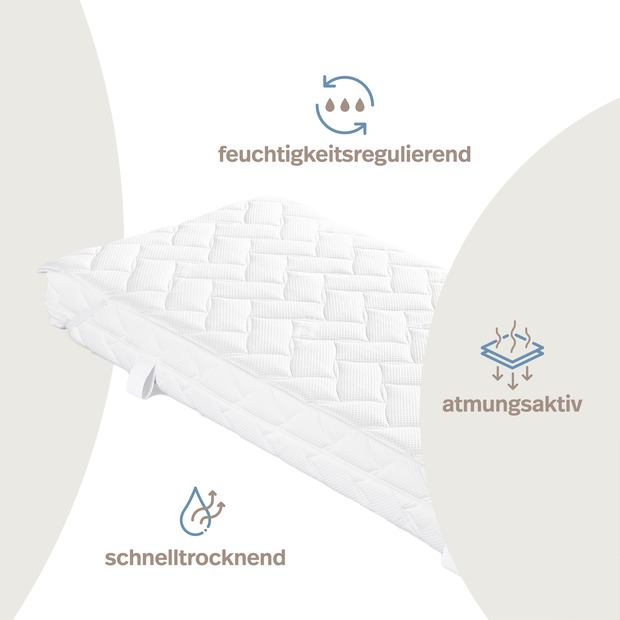 Matratzenauflage verstepptes Lyocell-Doppeltuch mit 4 Eckgummis