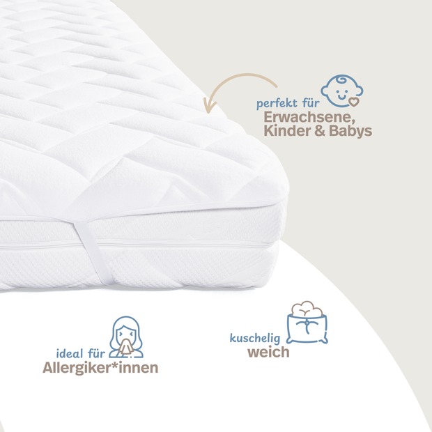 Matratzenauflage verstepptes Frottee-Doppeltuch mit 4 Eckgummis