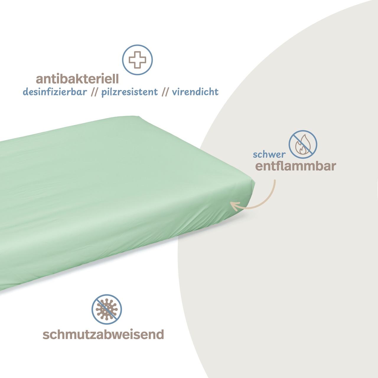 wasserdichtes Spannbettlaken abwischbar grün
