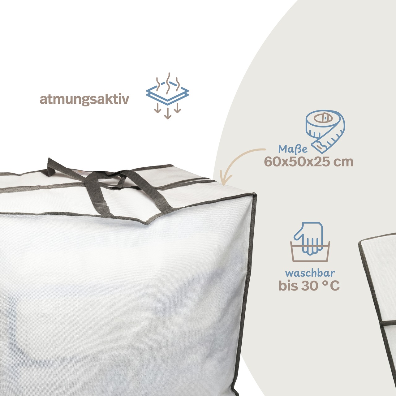 Aufbewahrungstasche mit Reißverschluss für Bettdecken & Kissen