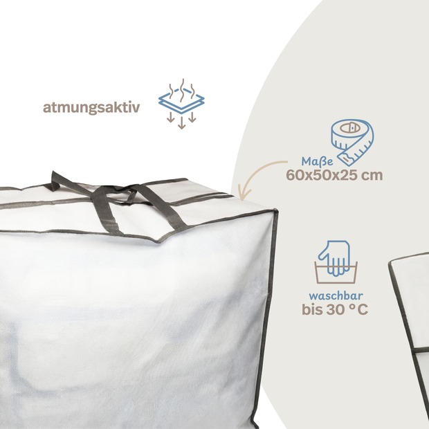 Aufbewahrungstasche mit Reißverschluss für Bettdecken & Kissen