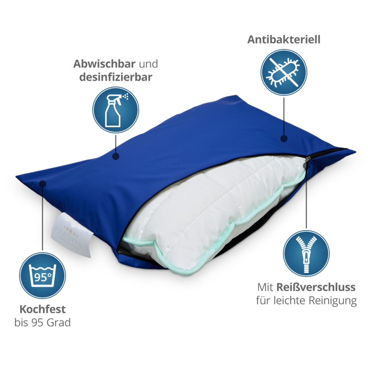 wasserdichter Kissenbezug abwischbar in blau