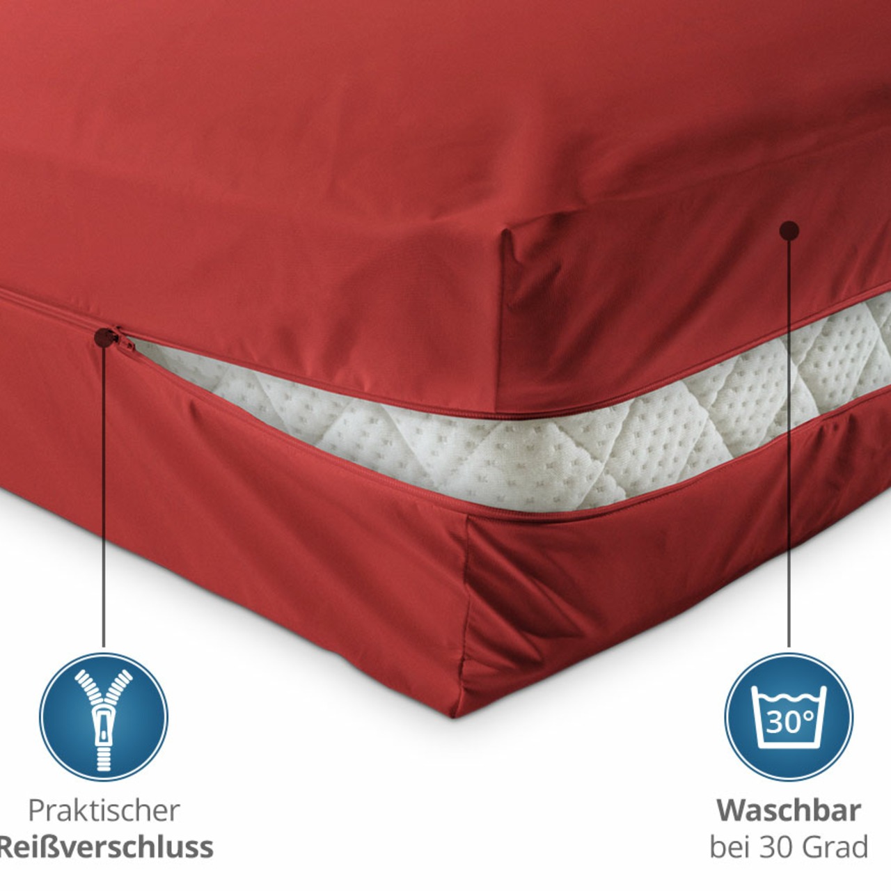 Unversteppter Matratzenbezug in Rot