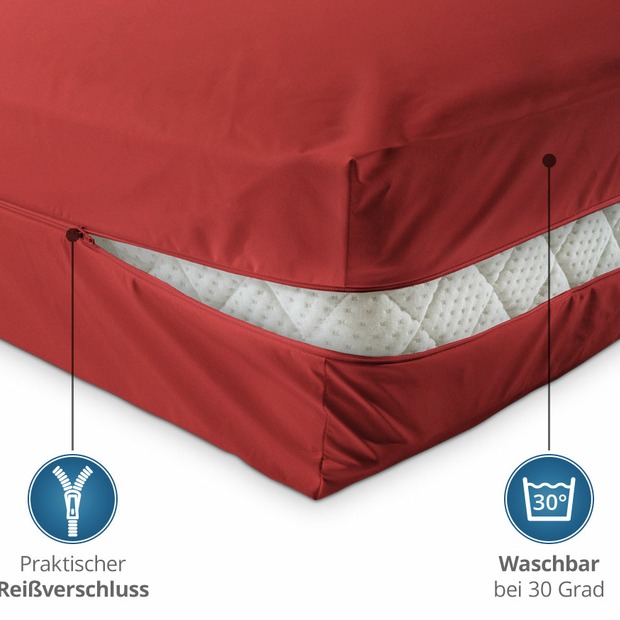 Unversteppter Matratzenbezug in Rot