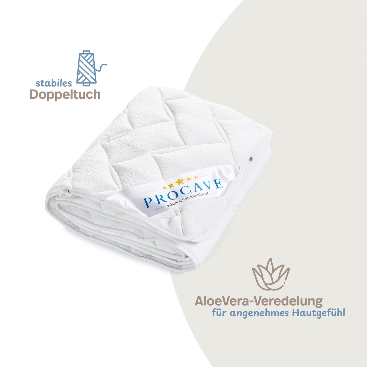 Matratzenauflage verstepptes AloeVera-Doppeltuch mit 4 Eckgummis