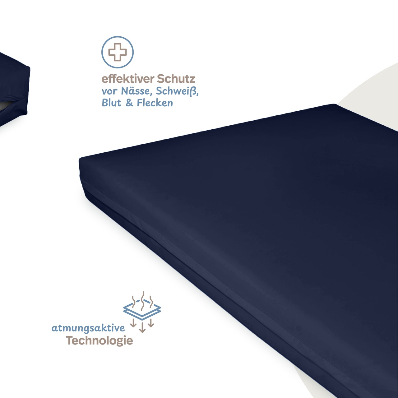 Pflegematratze mit Kaltschaumkern und wasserdichtem Bezug dunkelblau