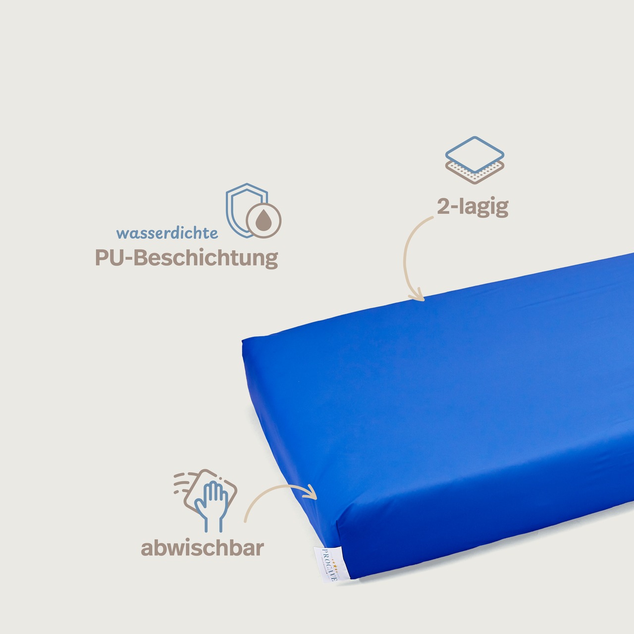 wasserdichtes Spannbettlaken abwischbar blau