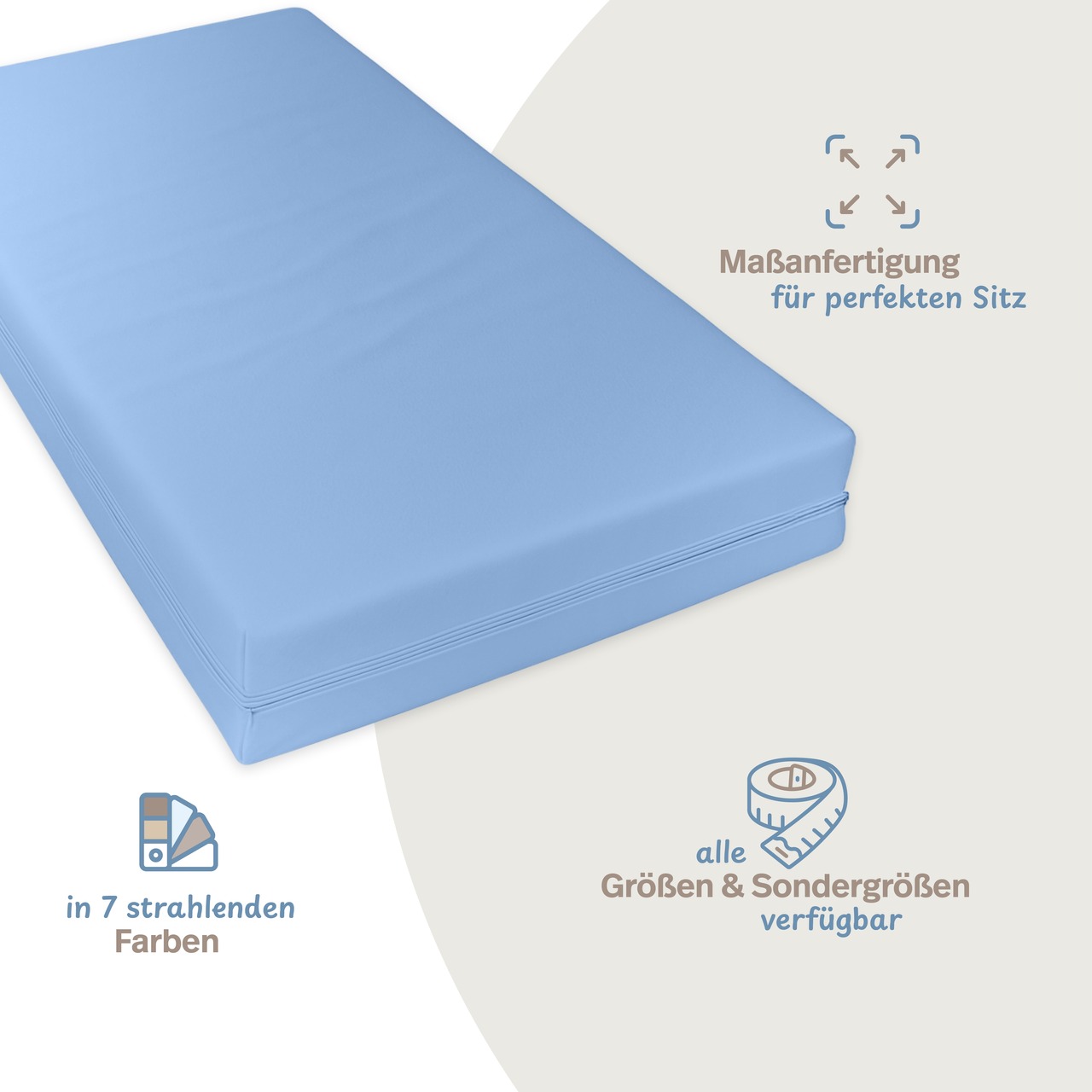 unversteppter Matratzenbezug hellblau