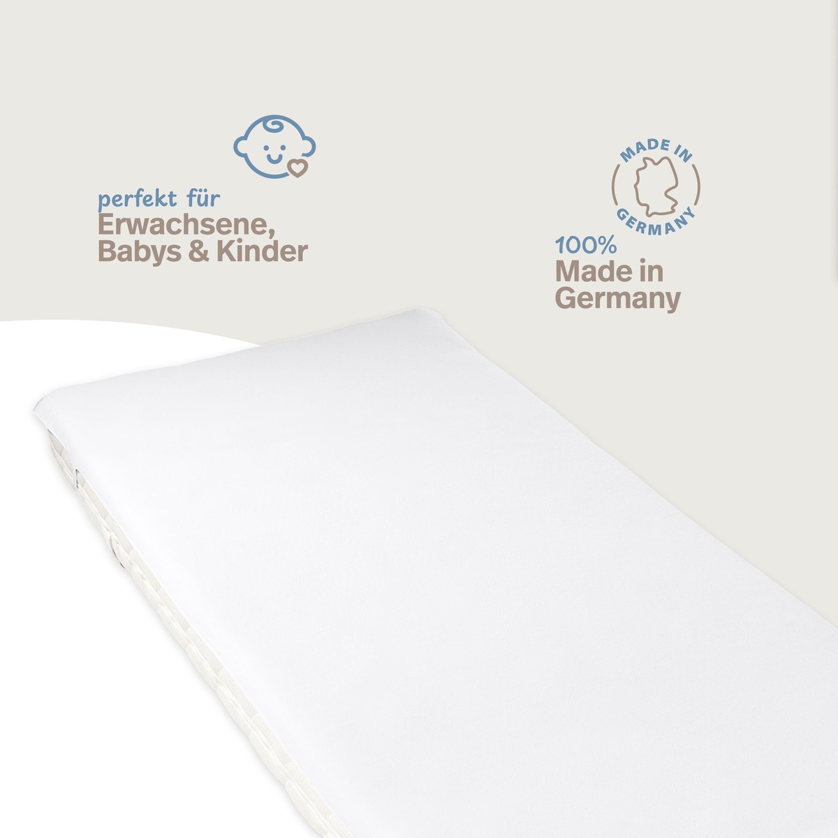 PROCAVE Molton-Matratzenauflage Baumwolle auf Matratze, Infografik: perfekt f&uuml;r Erwachsene, Babys und Kinder, 100 % Made in Germany