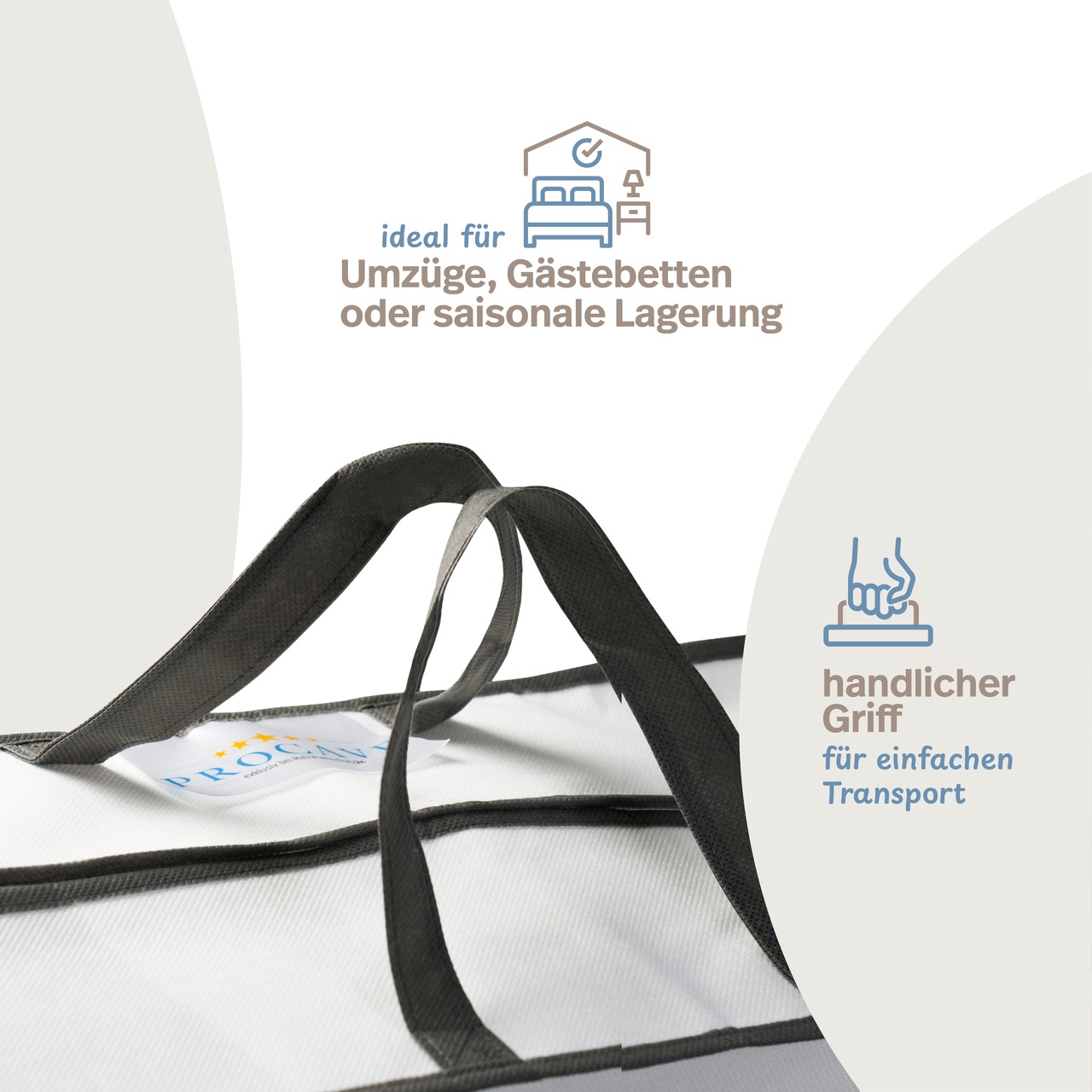 Aufbewahrungstasche mit Reißverschluss für Bettdecken & Kissen