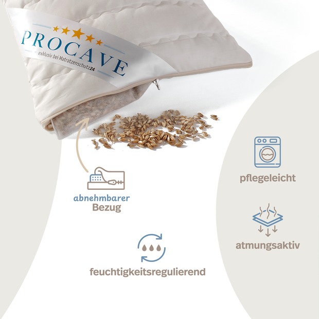 Dinkelkissen mit waschbarem Bezug aus Baumwolle