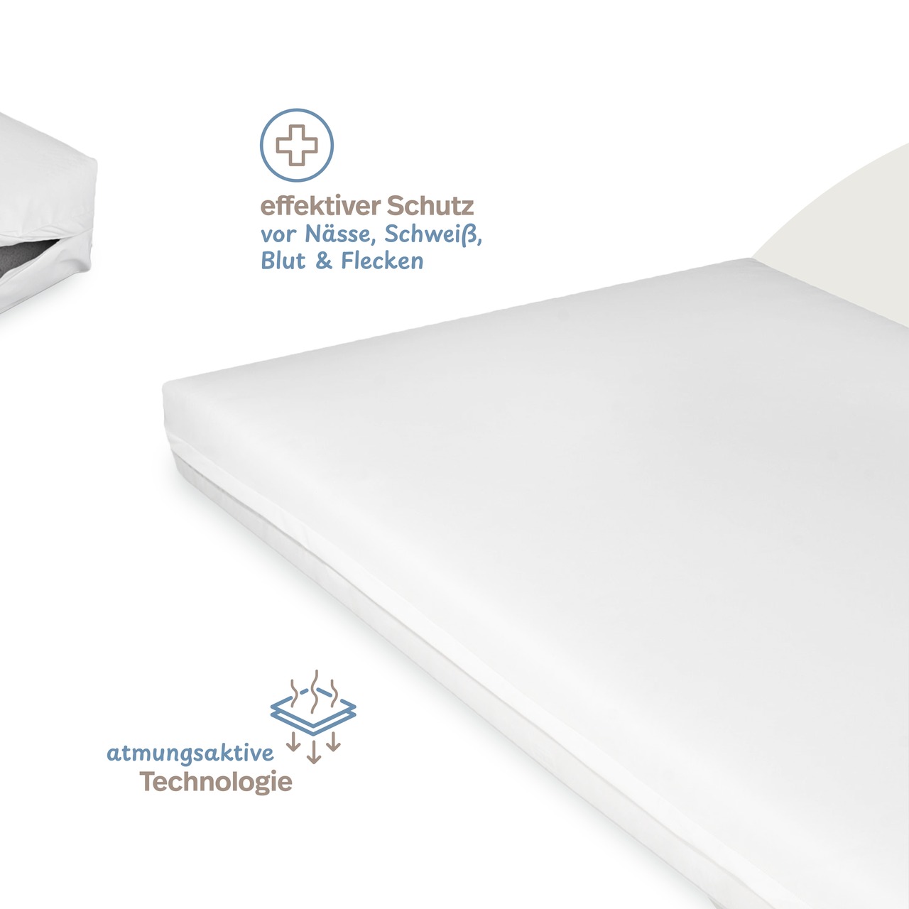 Pflegematratze mit Kaltschaumkern und wasserdichtem Bezug weiß