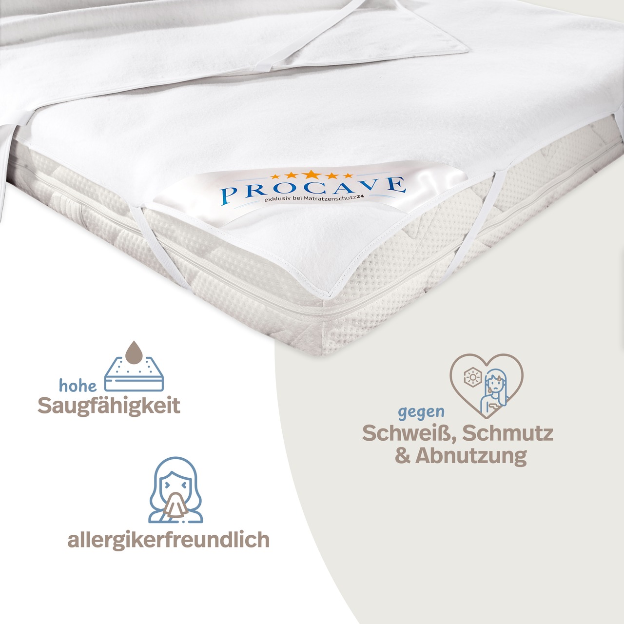 Molton-Matratzenauflage weiß aus 100% Baumwolle