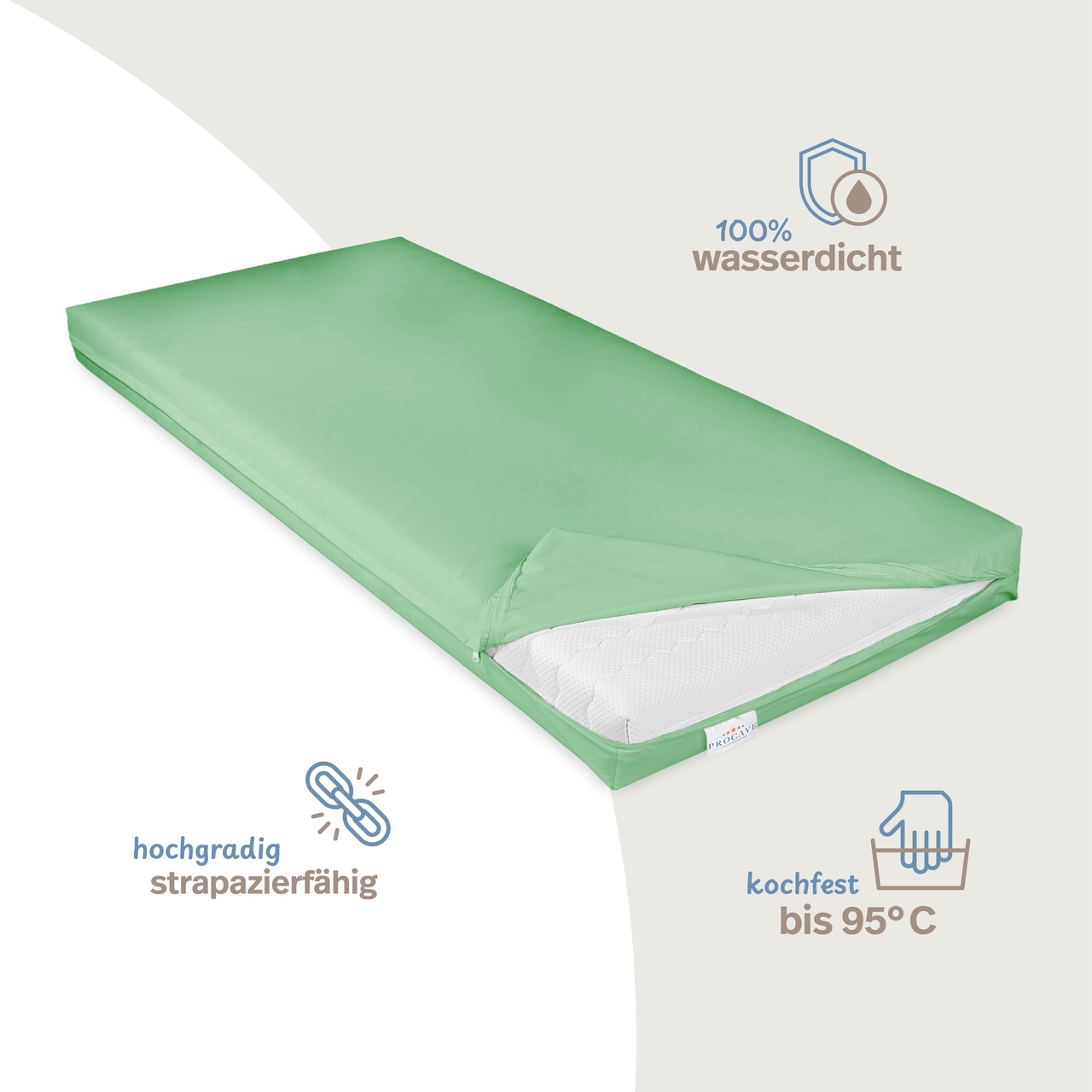 wasserdichter Matratzenbezug grün