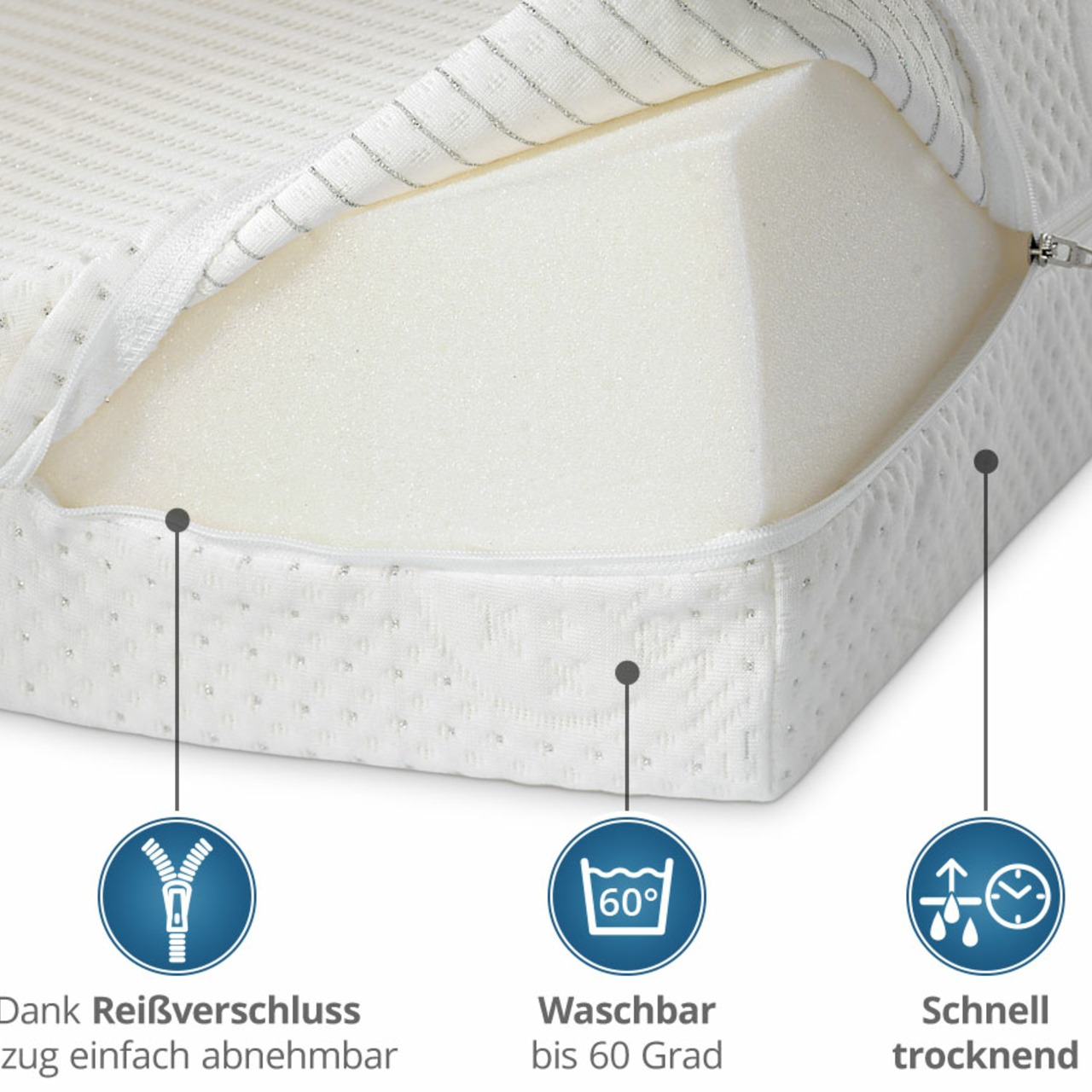 Bettkeil mit Bezug aus Silver Protect-Doppeltuch