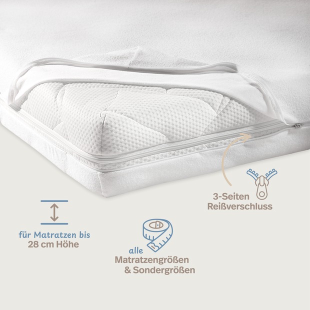 unversteppter Matratzenbezug Frottee-Stretch weiß